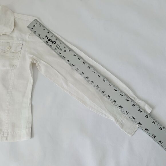 Allison Taylor Shirt Women L 100% Linen White Button Down Pockets Resort Beach - Picture 8 of 8